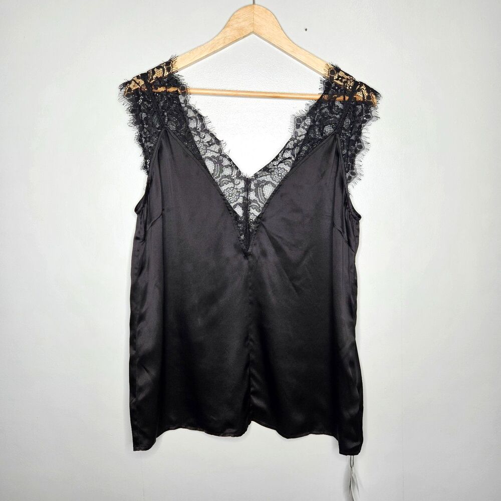 Elegant Black Lace Trim Tank Top